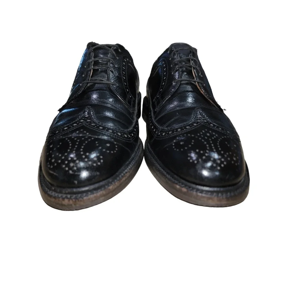 VTG 60s Executive Imperials O'Sullivan Black Leather Oxford Wingtip shoes Sz 8 D
